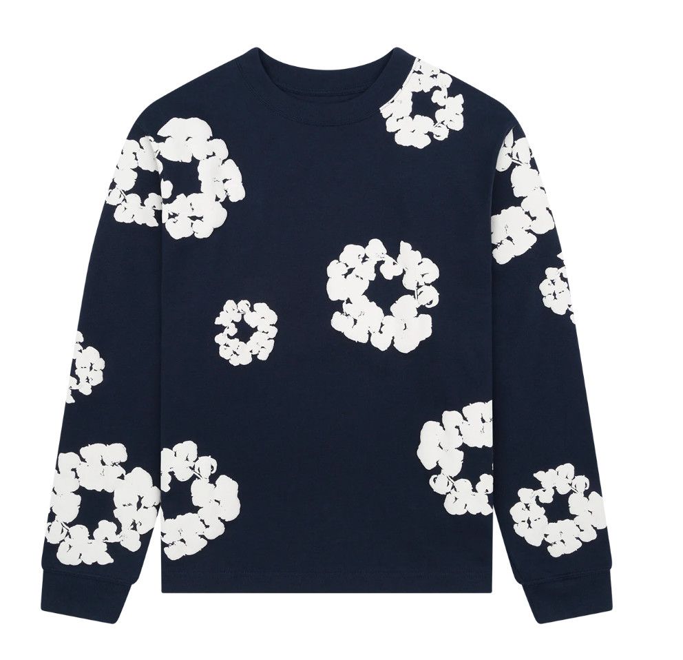 Denim Tears &#39;Cotton Wreath&#39; L/S Tee Navy
