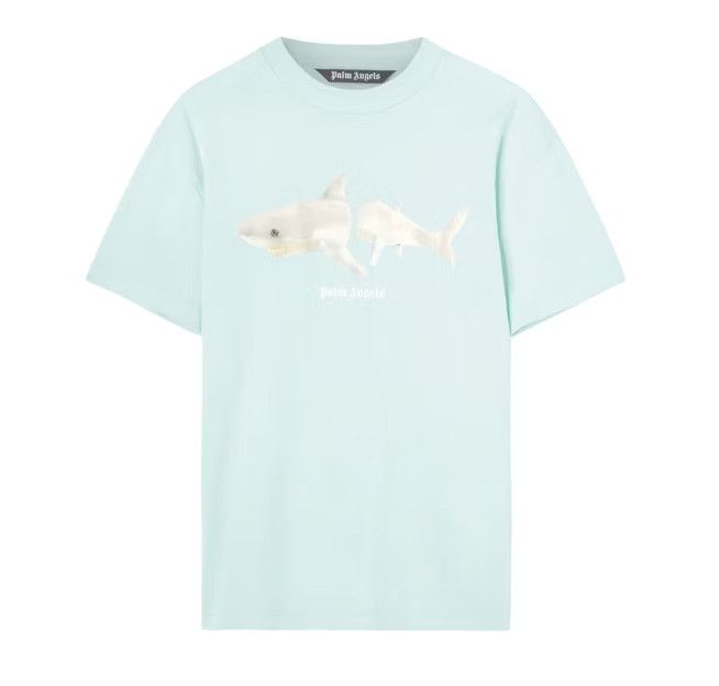 Palm Angels &#39;Shark Logo&#39; Tee Aqua