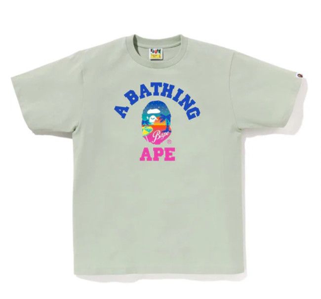 Bape 'Sunset Beach' College Tee Green
