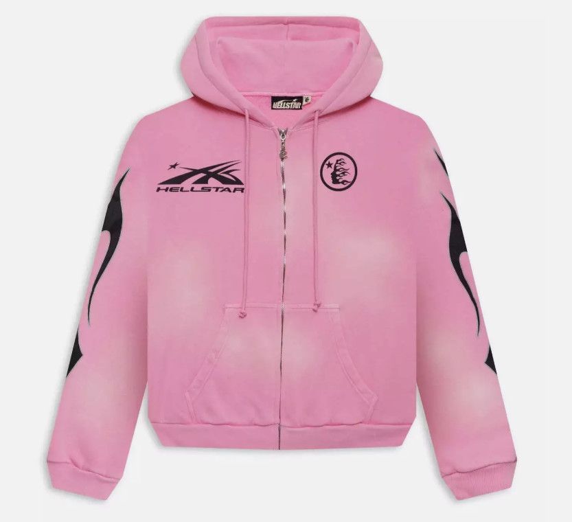 Hellstar Sports Flame Zip-up ‘Pink’ Hoodie, Size: | M |