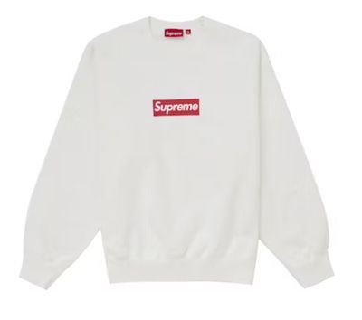 Supreme &#39;Washed Box Logo&#39; Crewneck White