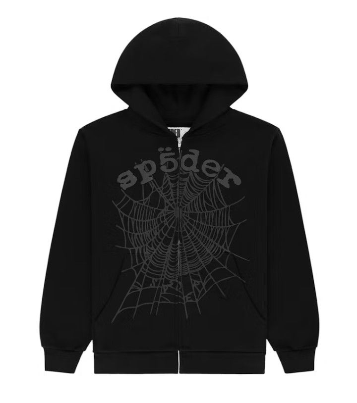 SP5DER &#39;Phantom Web&#39; Zip Up Black