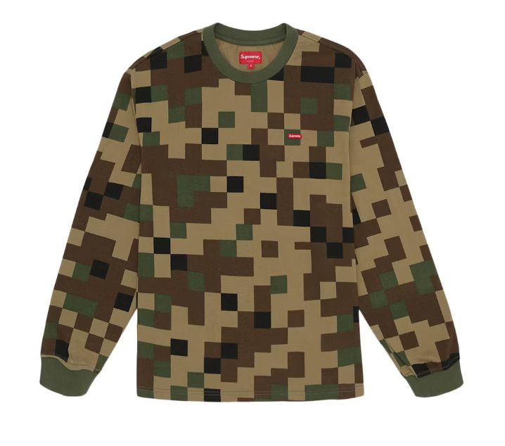 Supreme &#39;Small Box Logo&#39; L/S Tee Olive Digi Camo