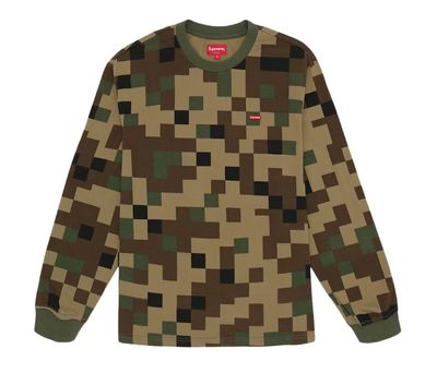 Supreme &#39;Small Box Logo&#39; L/S Tee Olive Digi Camo