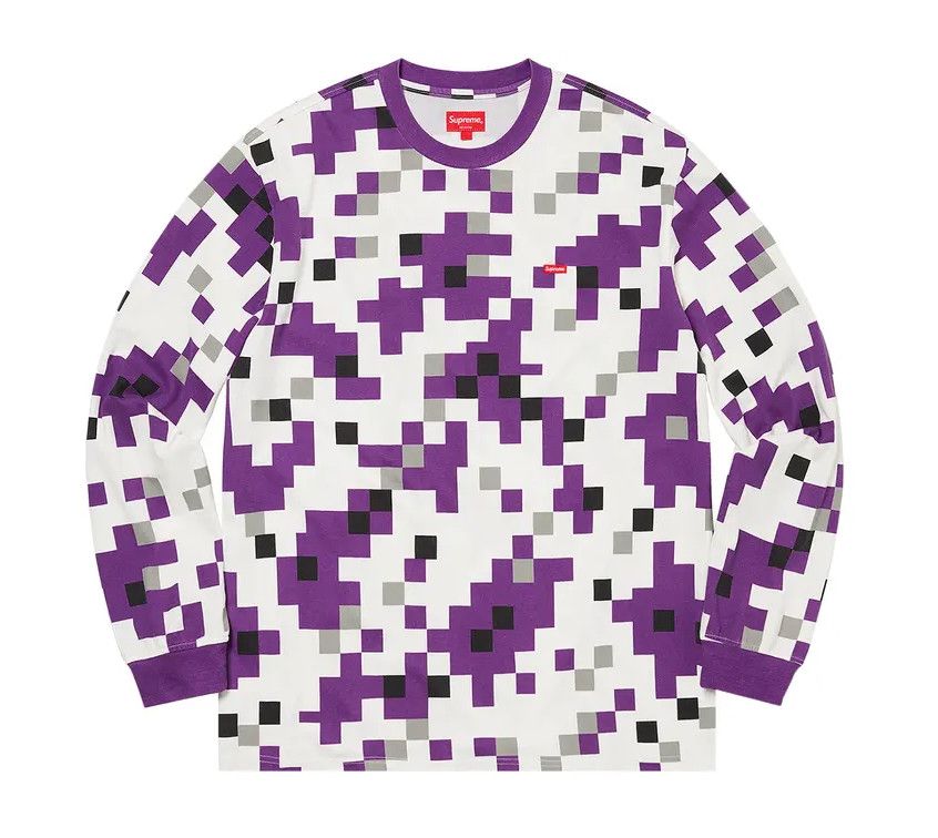 Supreme &#39;Small Box Logo&#39; L/S Tee Purple Digi Camo