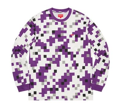 Supreme &#39;Small Box Logo&#39; L/S Tee Purple Digi Camo