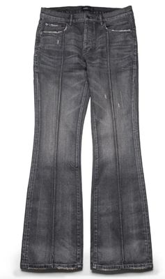 Purple Brand P004 LR &#39;Black Pintuck Coated Flare&#39; Jeans