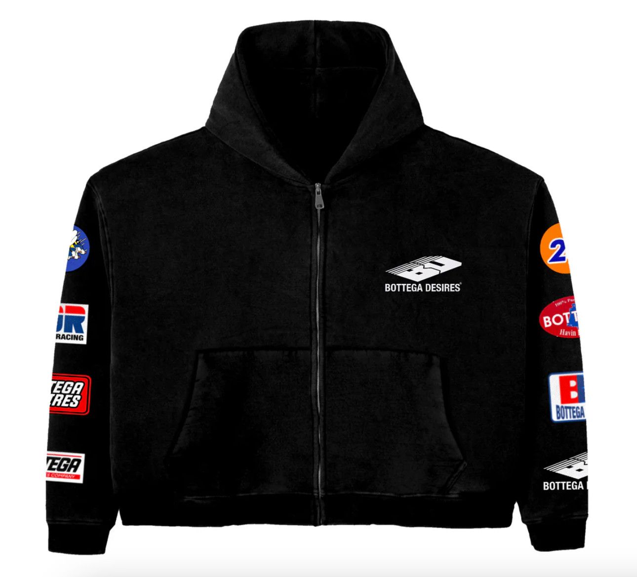 Bottega Desires &#39;Patches&#39; Zip-Up Hoodie Black