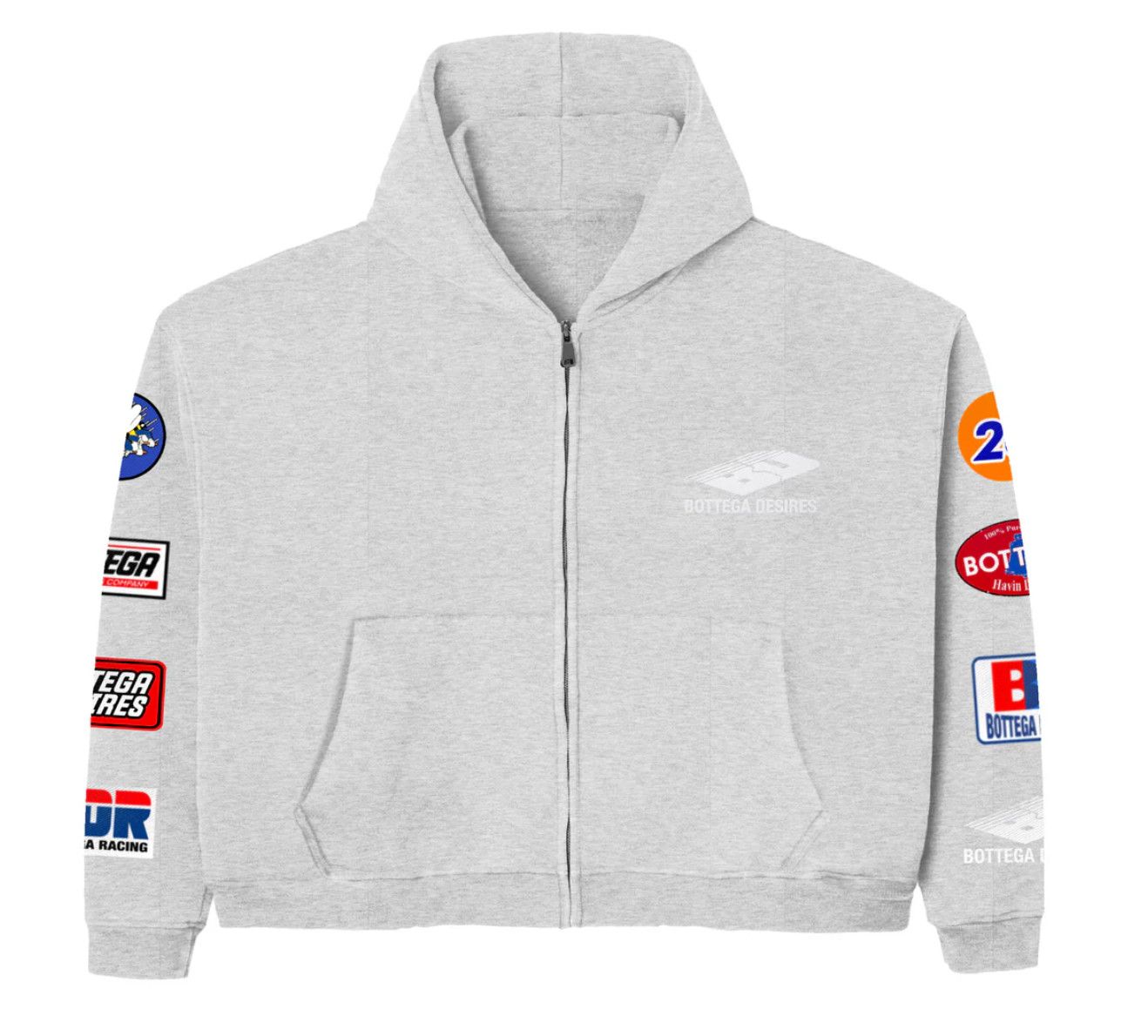 Bottega Desires &#39;Patches&#39; Zip-Up Hoodie Grey