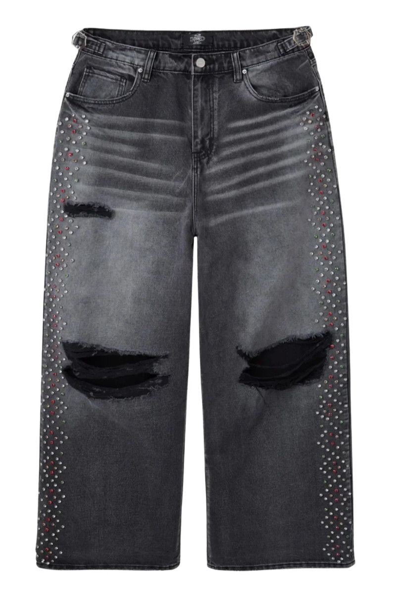 HMDD &#39;Crystal H-Star&#39; Baggy Jeans Black