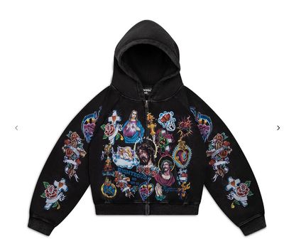 We Are Righteous 'Risen King' Cropped Zip-Up Black