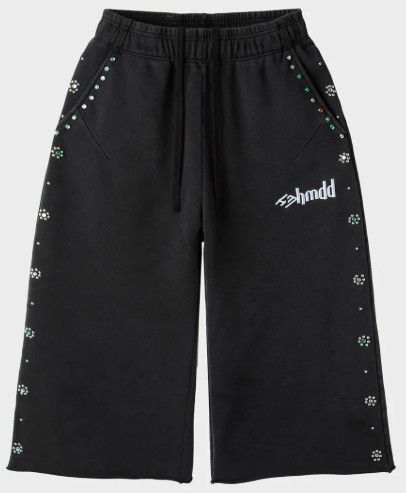 HMDD &#39;Flower Studded&#39; 3/4 Length Shorts Black