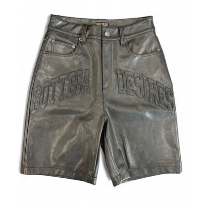 Bottega Desires &#39;Logo&#39; Leather Shorts Grey