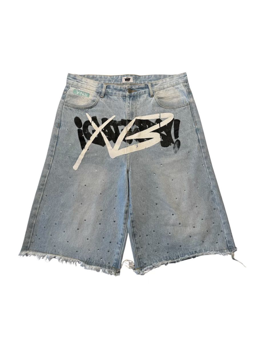 YNB Gallery 'SKYAMI GRAFFITI' Jean Shorts Light Indigo
