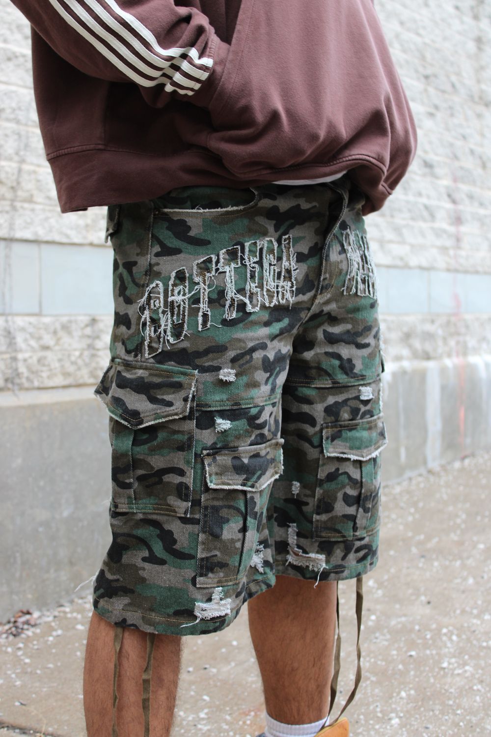 Bottega Desires 'Mono Logo' Cargo Shorts Camo