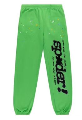 SP5DER 'Rhinestone P*NK V2' Sweatpants Green