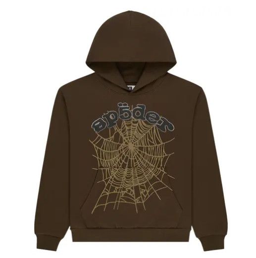 SP5DER 'Rhinestone OG Web' Hoodie Brown