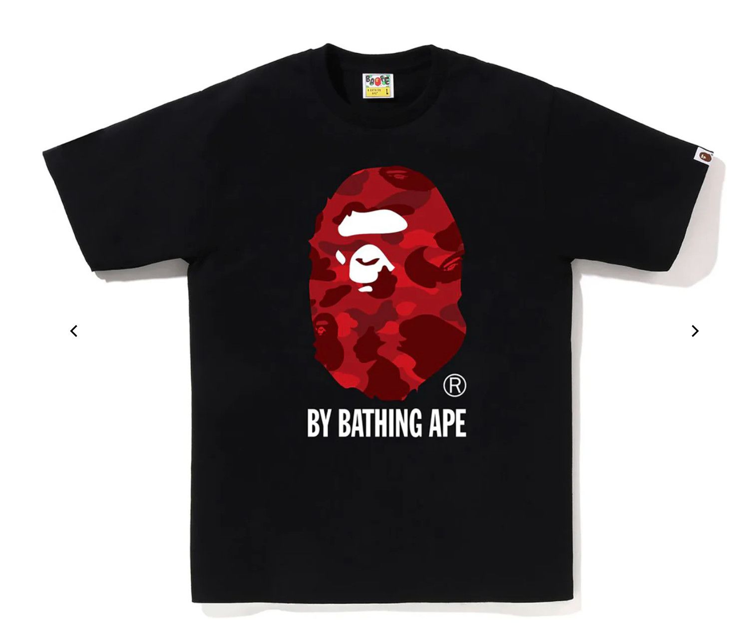 Bape 'Red CLR Camo Ape Head RT' Tee Black