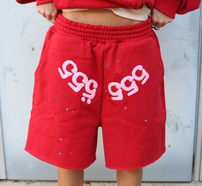 SP5DER 'Angel Number' Sweatshorts Merlot