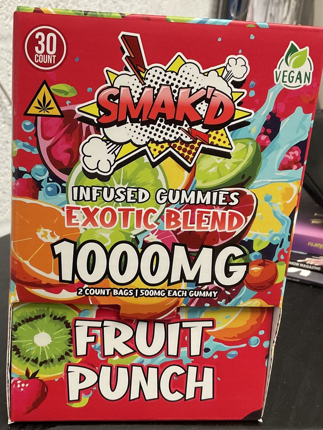 Smak’d exotic blend 2 infused gummies fruit punch 1000mg