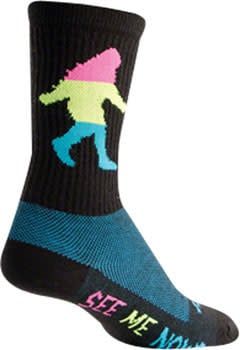 SockGuy Wool Neon Sasquatch Socks - 6&quot;, Black, Small/Medium