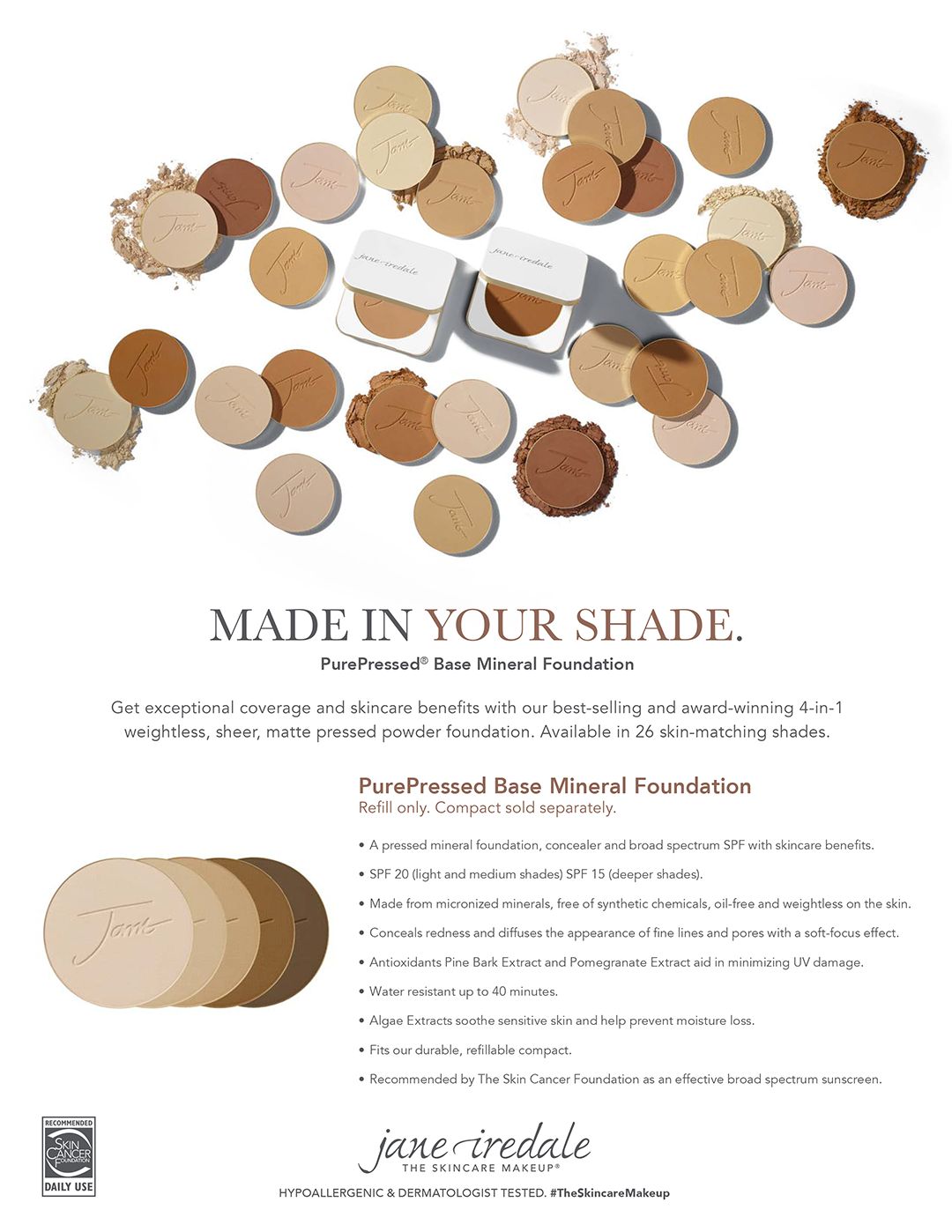 Jane Iredale Made In Your Shade PurePressed Base Shade Chart