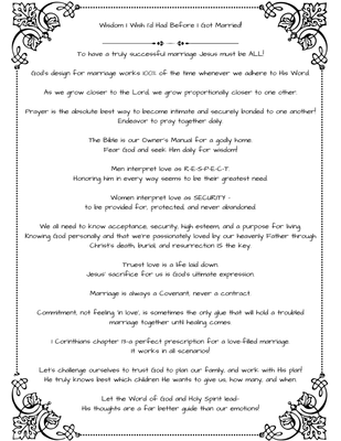 WISDOM I WISH I’D HAD BEFORE I GOT MARRIED!