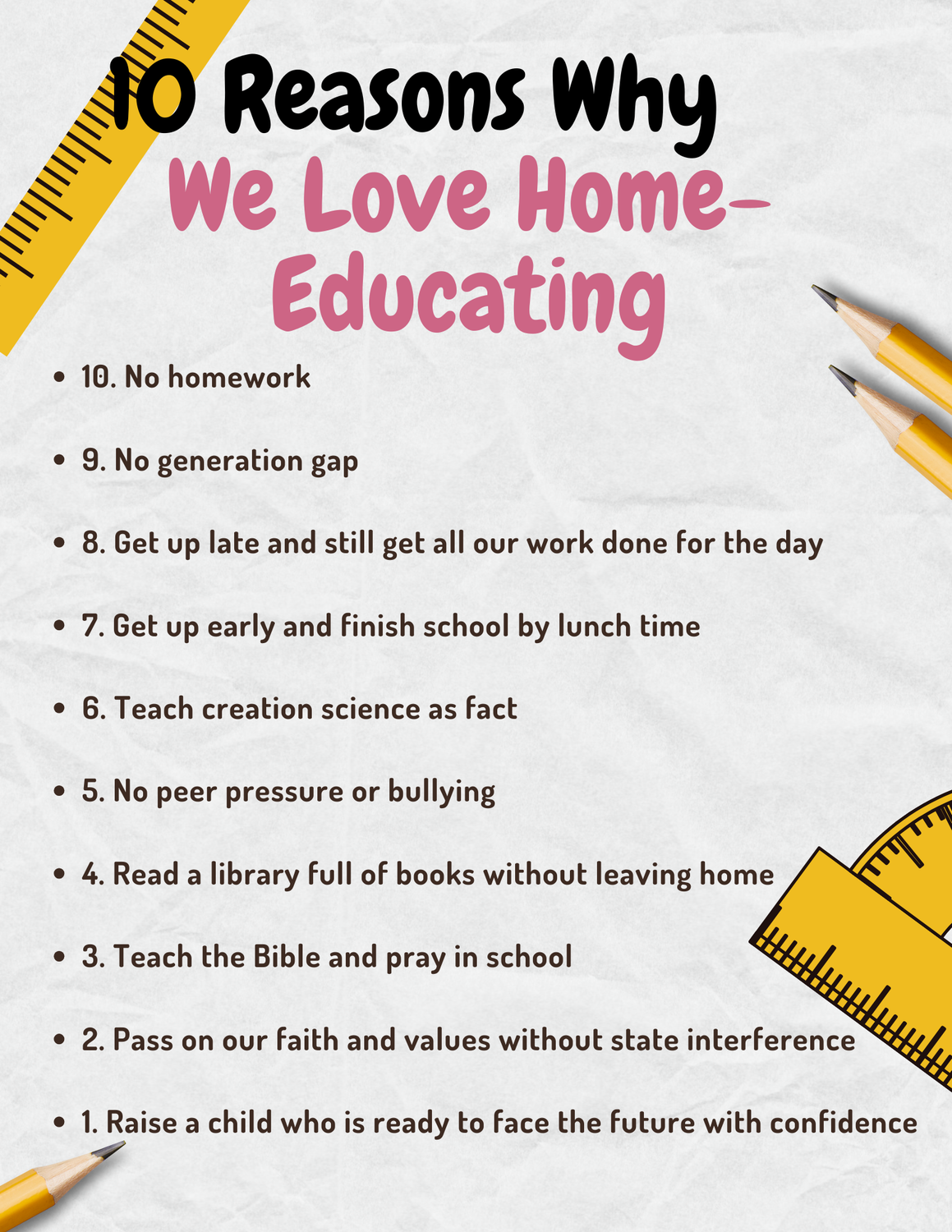 10 REASONS WHY WE LOVE HOME-EDUCATING