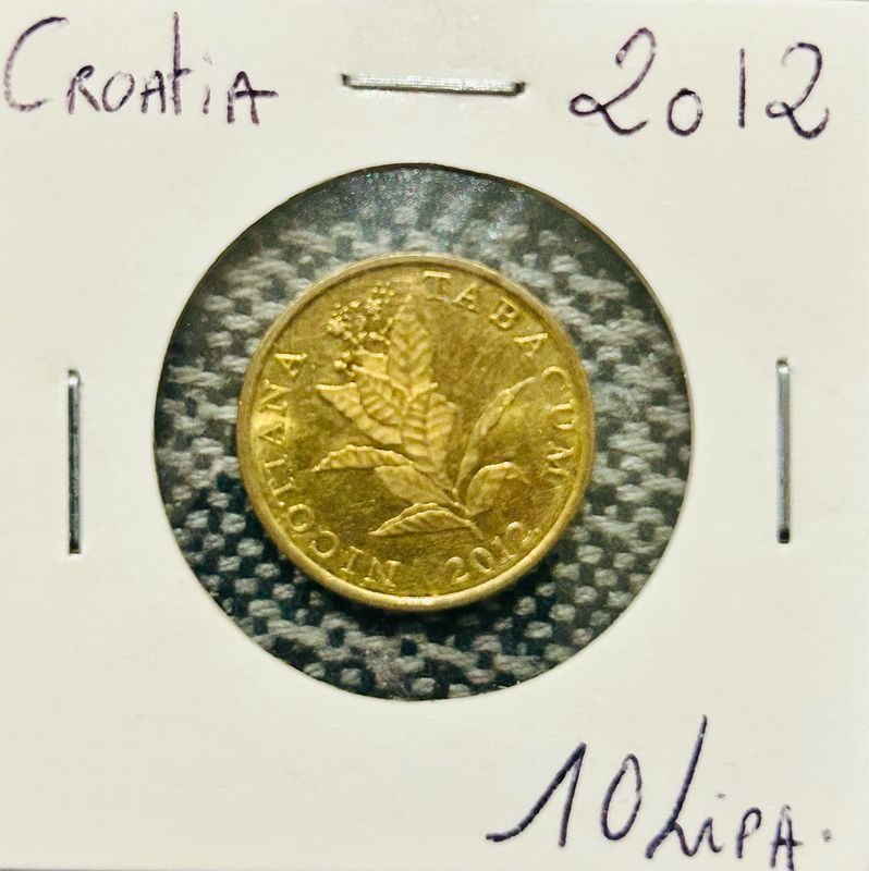 Moneda croata Croacia 10 Lipas | planta de tabaco | 2012
