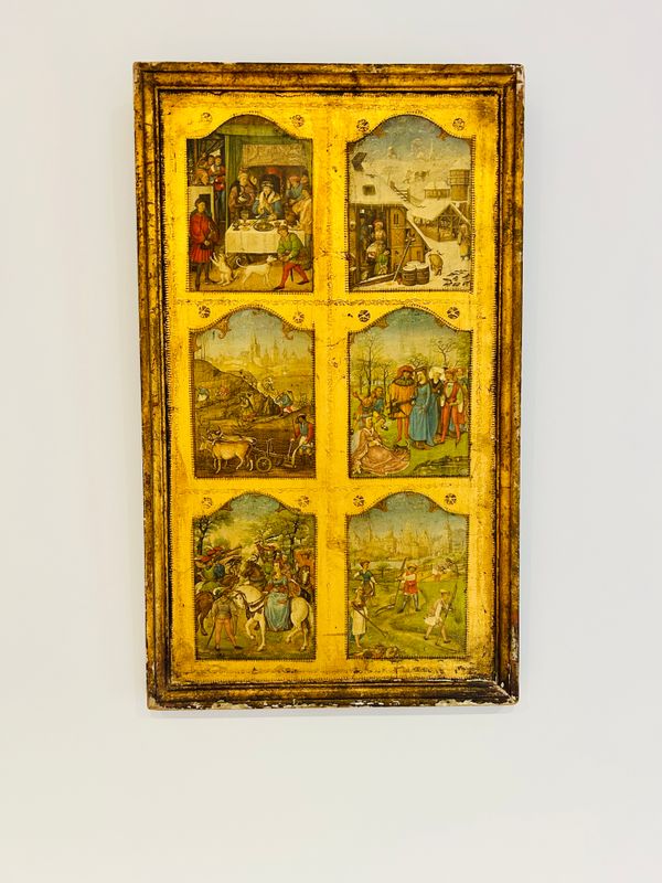 Panel decorativo vintage con seis escenas de estilo medieval, panel de pared florentino, decoración de pared con temática medieval
