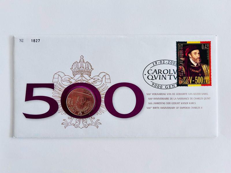 Bélgica – Preciosa FDC con moneda grande (2 escaneos) – Año 2000 –