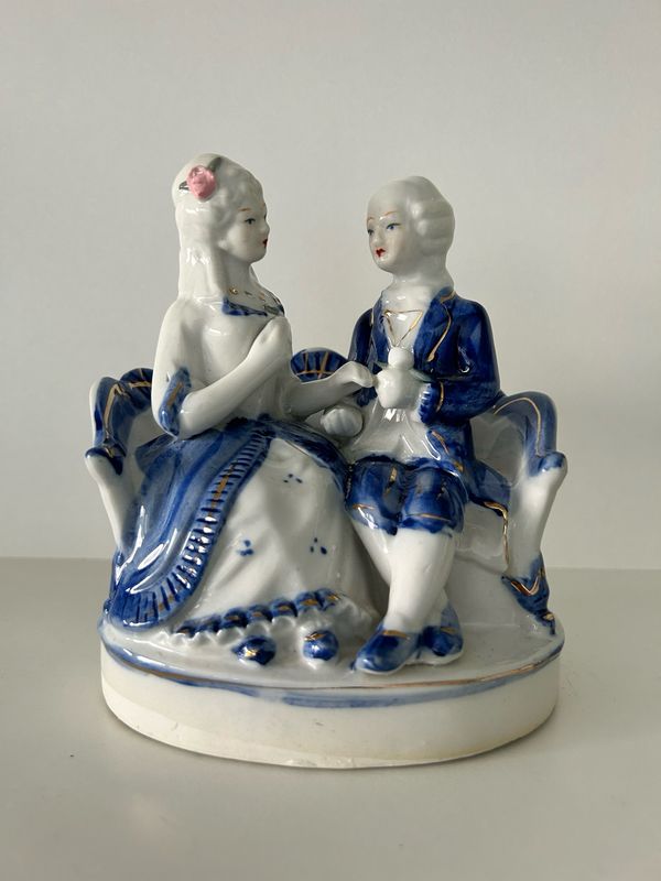 Antique Figurine Couple Love Porcelain 1960s