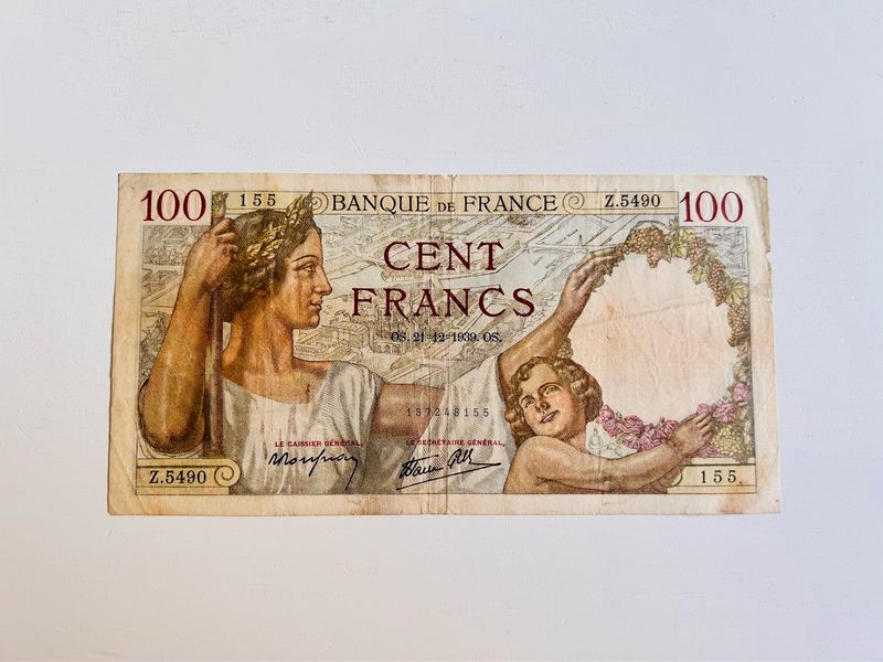 Billete Francia 100 Francos 21-12-1939