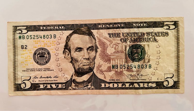 Billete de 5 dólares de 2013