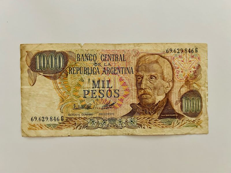 billete de 1000 Pesos Ley 18.188 de Argentina