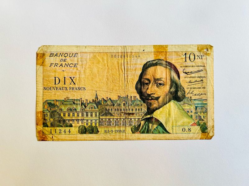 Billete 10 francos nuevos. 1959. Banco de Francia.