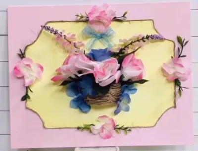 Vintage style Shabby Chic Painted Canvas with florals and greenery for shelf decor table decoration home decor