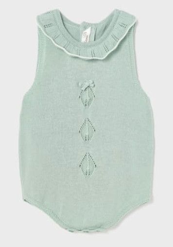 Knit Romper Cotton Misty Green, Size: 1-2m