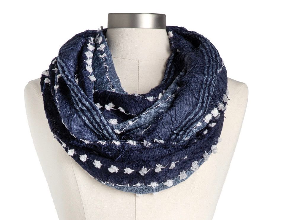 Textured Infinity Scarf, Color: Navy