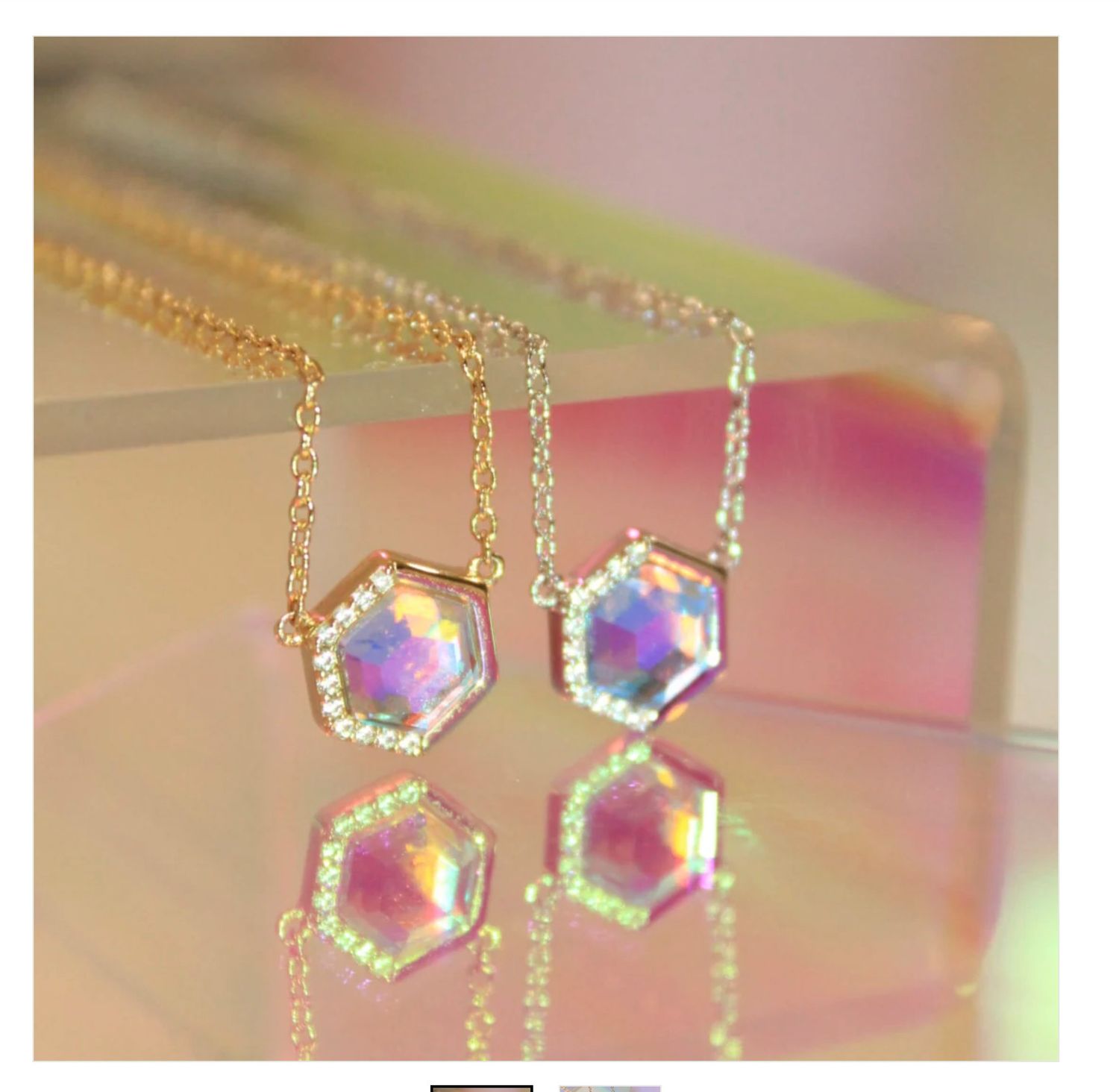 Stardust Hex Necklace In Angel Aura Quartz, Color: Gold