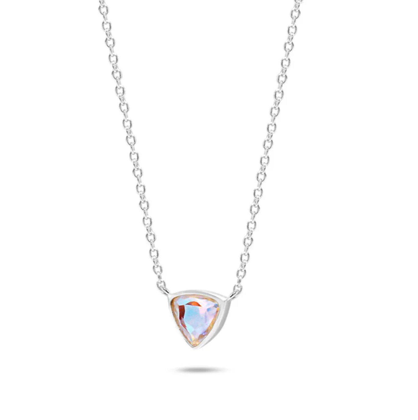 Angel Aura Quartz Trillion Necklace, Color: Silver