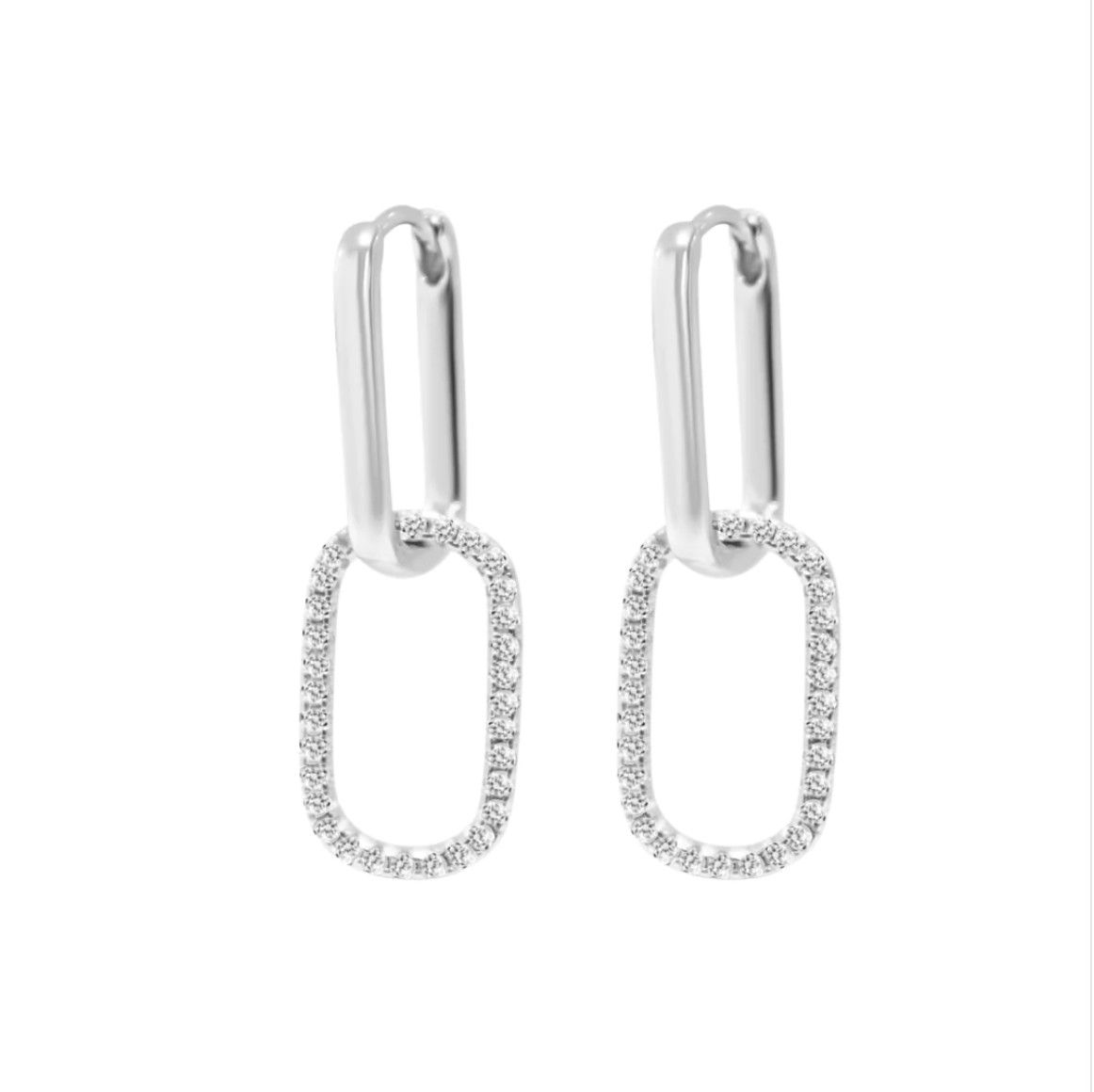 Angel Aura Quartz Luxe Link Hoops, Color: Silver