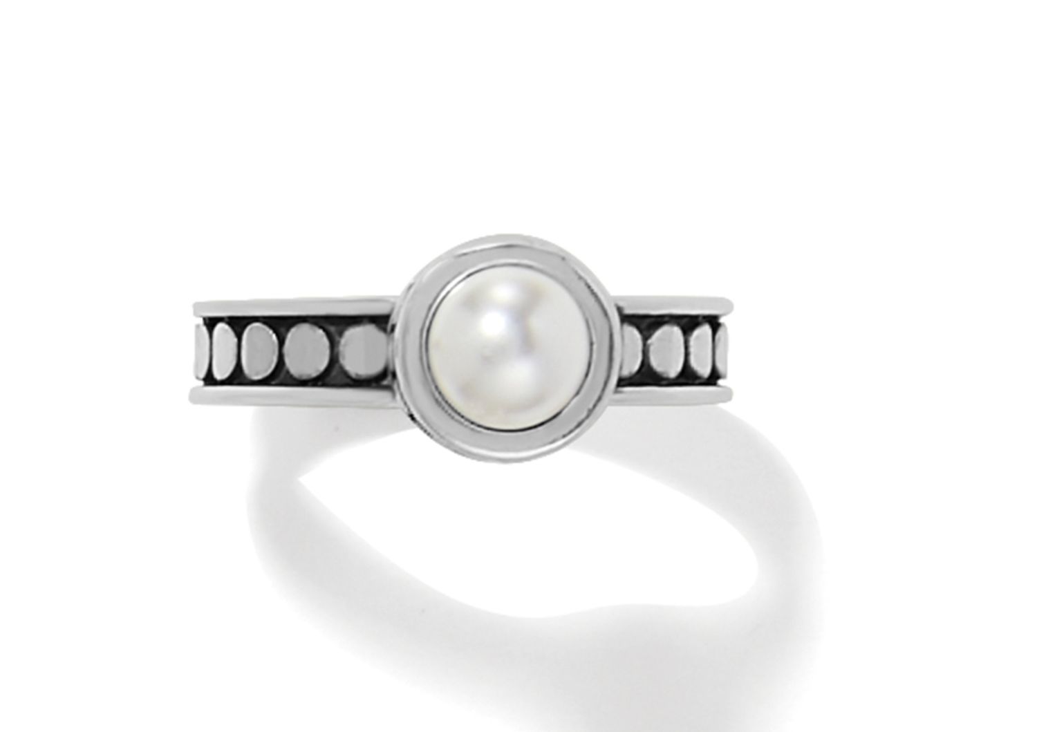 Pebble Dot Pearl Slim Band Ring, Size: 5