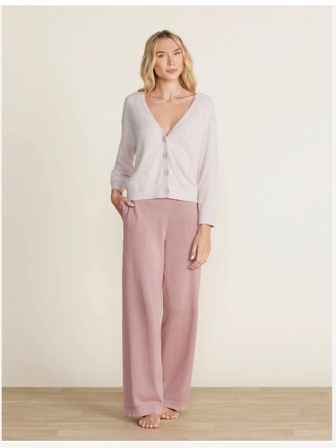 CozyChic Lite® Diamond Pointelle Cardigan, Size: Small, Color: Chai