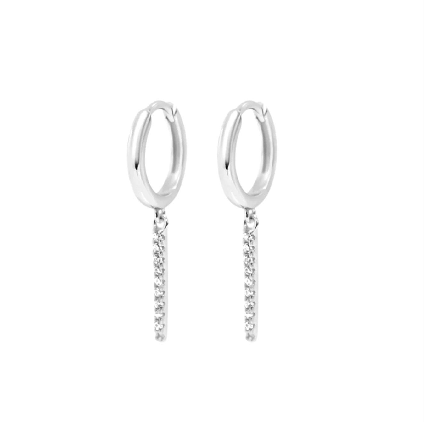 Dangling Bar Hoops, Color: Silver