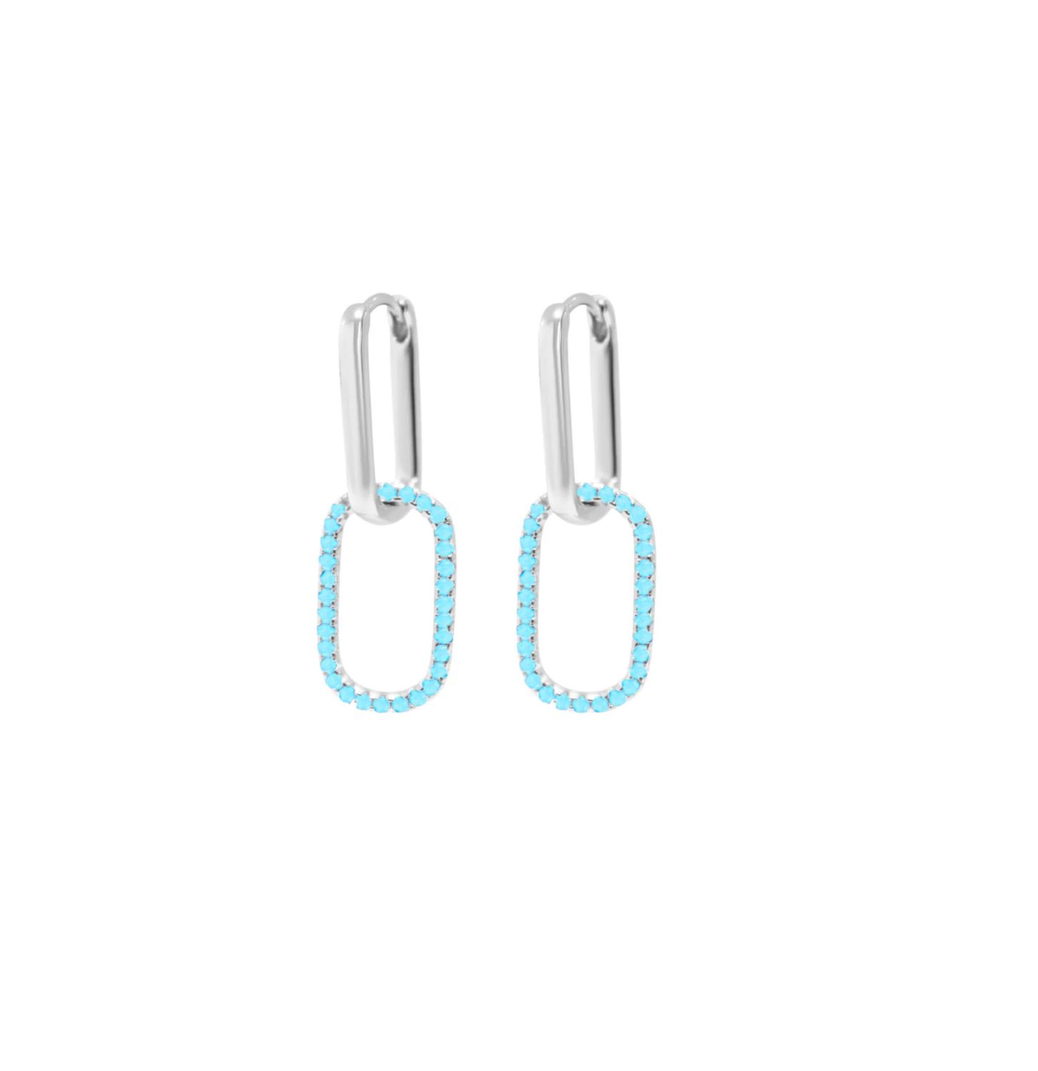 Limited Edition Turquoise Lux Link Hoops, Color: Silver