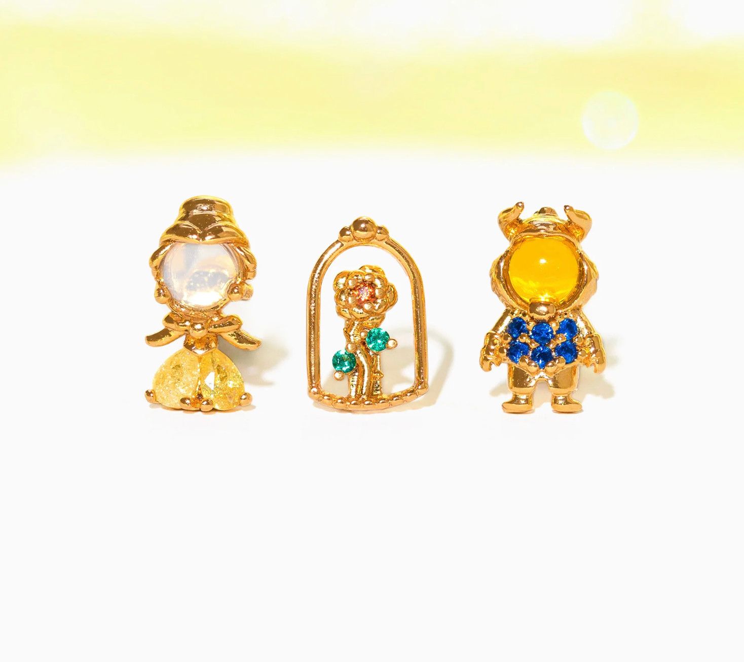 Disney Princess Beauty and the Beast Earring Set, Color: Gold
