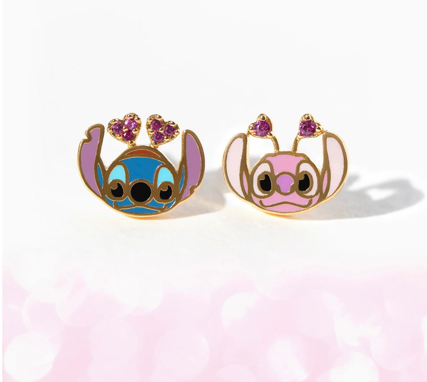 Disney Stitch &amp; Angel Studs, Color: Gold