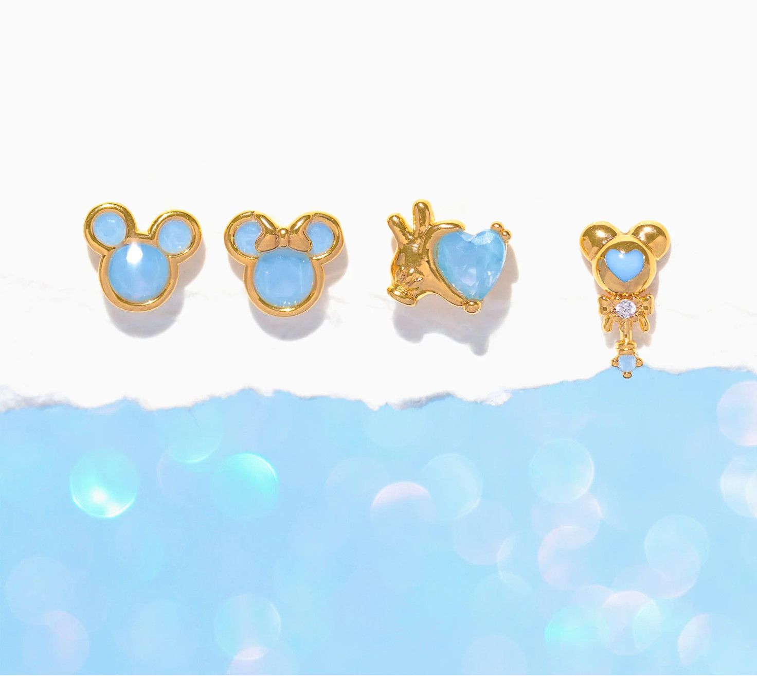 Disney Blue Dream Earring Set, Style: Blue, Color: Gold