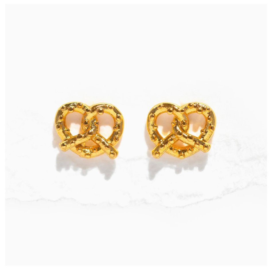 Knot Your Average Pretzel Studs, Color: Gold
